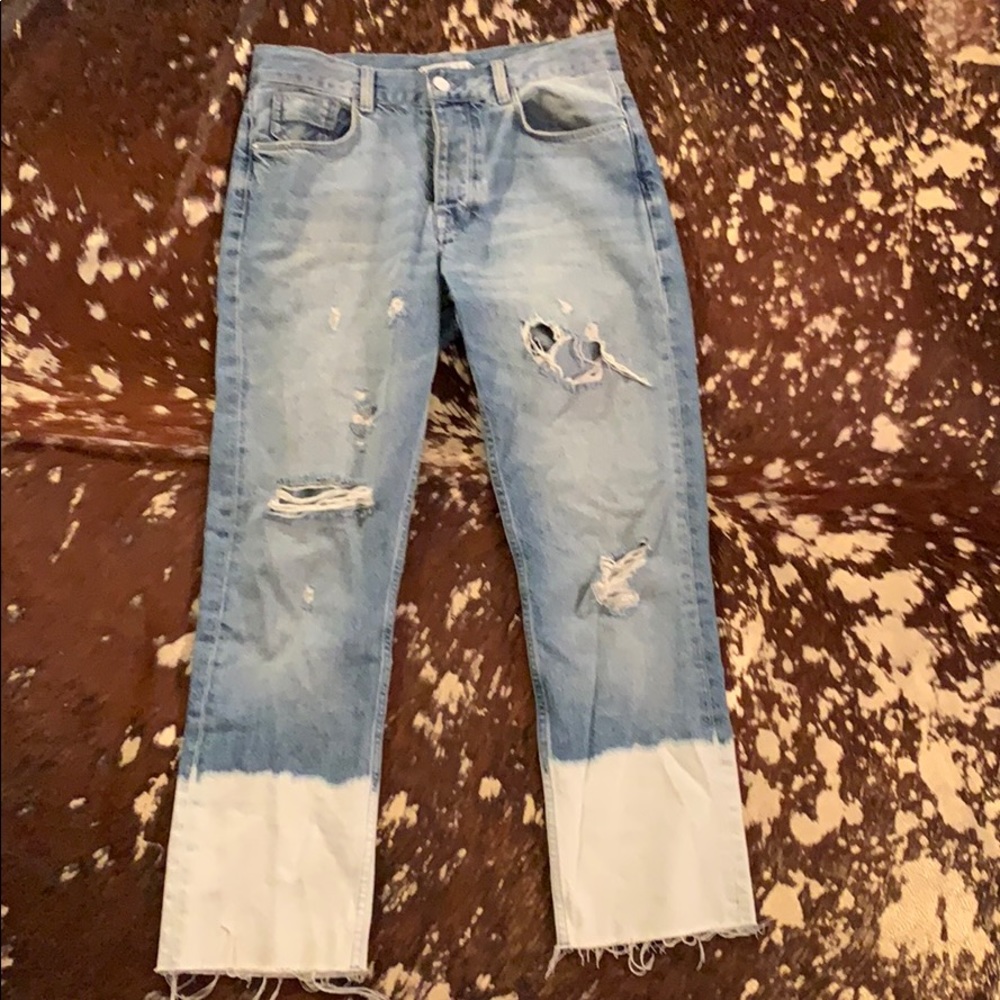 Zara ripped flared jeans